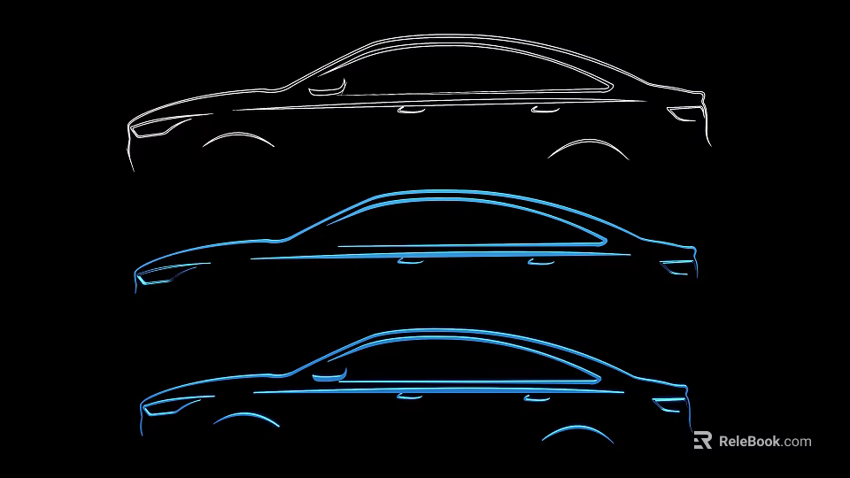 Three Modern Car Outlines Featuring Sleek Design And Aerodynamic Body Lines 3d model 