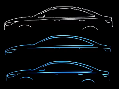 Three Modern Car Outlines Featuring Sleek Design And Aerodynamic Body Lines 3d model