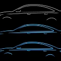 Three Modern Car Outlines Featuring Sleek Design And Aerodynamic Body Lines