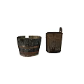 Vintage Wooden Bucket Decorative Ornament Set With Rustic Home Decor