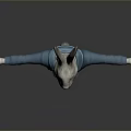 Cute Cartoon Rabbit Wearing Blue Cardigan White T shirt Camouflage Shorts Blue Shoes With Arms Outstretched