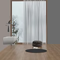 Modern Wall Mounted Toilet in Minimalist Bathroom with Shelf Towel Toiletries and Natural Light