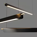 Modern Linear Pendant Light With Black Metal Frame And LED Lighting Design 3d model