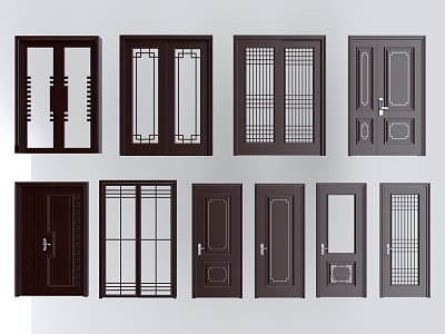 Chinese-style Single-door Double-door Swing-door Entry Door Sub-door Anti-theft Door sliding door model