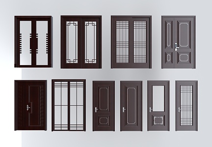 Chinese-style Single-door Double-door Swing-door Entry Door Sub-door Anti-theft Door sliding door 3d model