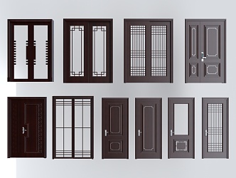 Chinese-style Single-door Double-door Swing-door Entry Door Sub-door Anti-theft Door sliding door 3d model