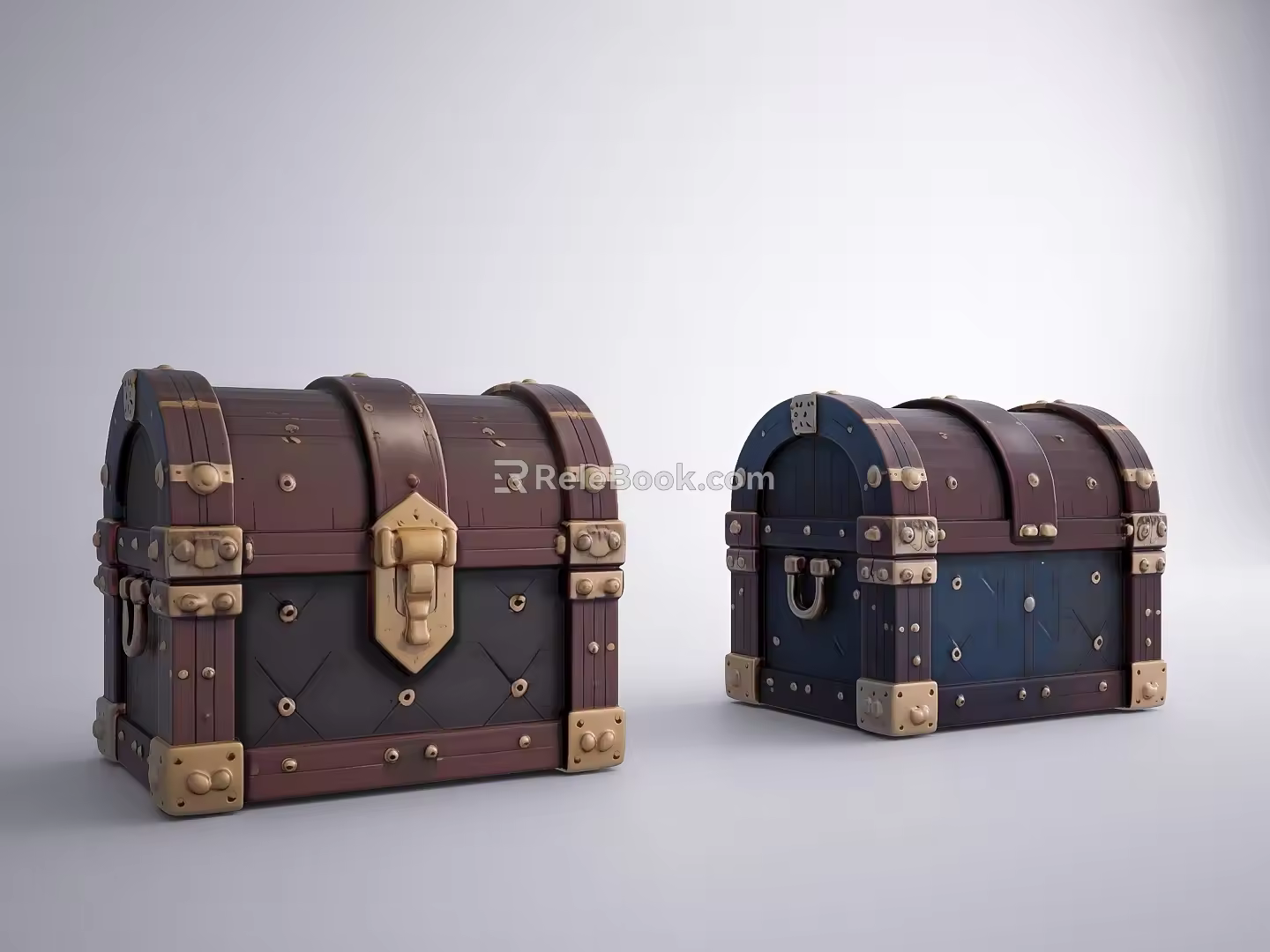 European-style Retro Treasure Box Medieval Treasure Chest Wooden Treasure Box Leather Box 3d model