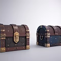 European-style Retro Treasure Box Medieval Treasure Chest Wooden Treasure Box Leather Box 3d model