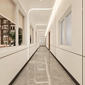 Book Art Corridor Interior With Light Walls And Recessed Lighting 3d model