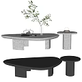 Modern Coffee Table Designs With Light And Dark Finishes Decorated With Plants And Books