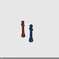 Blue and Red Fire Hydrants with Vintage Design Metal Valves on Brown Background