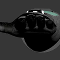 Human Character With Biomechanical Green Silver Mechanical Hand And Detailed Joint Structure