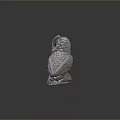 White Owl Statue With Red Eyes Textured Feather Details And Sturdy Base Flying Animal