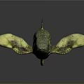 Prehistoric Aquatic Reptile 3D Model With Green Yellow Spotted Skin Flipper Limbs And Serrated Dorsal Fin