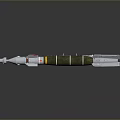 Military Missile 3D Model With Cylindrical Body Green Brown Casing White Tail Fins And Details