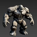 Muscular Rock Giant Game and Movie Character with Stone Texture and Powerful Physique