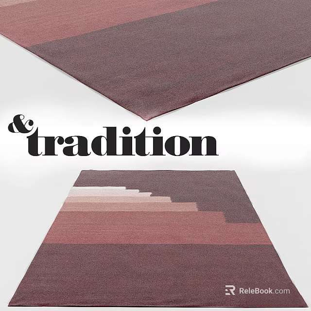 & tradition Square Rug With Layered Pink And Brown Striped Design 3d model 