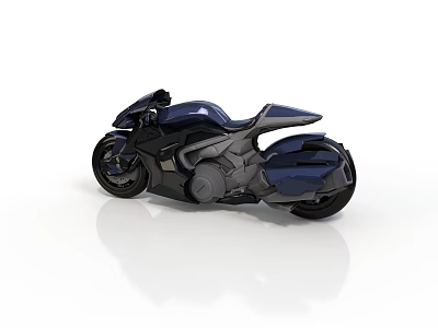 Futuristic Deep Blue Motorcycle With Sleek Aerodynamic Black And Blue Design 3d model