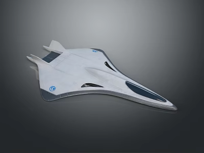 Futuristic White Aerodynamic Stealth Aircraft With Sleek Body And Blue Accents 3d model