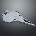 Futuristic White Aerodynamic Stealth Aircraft With Sleek Body And Blue Accents