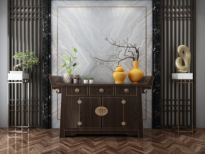 New Chinese-style Entrance Cabinet model