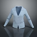 Light Blue Collared Cardigan With Button Front And Decorative Cuffs Design
