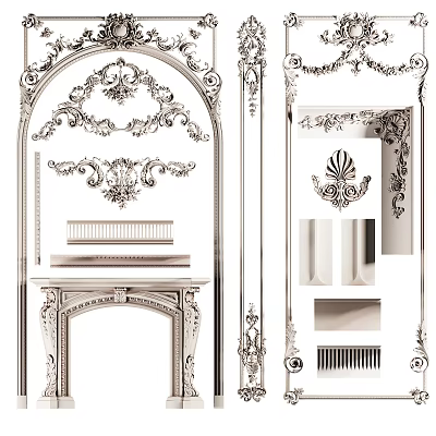 Ornate Carved Decorative Moldings Frames And Furniture Parts With Elegant Patterns 3d model