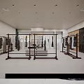 Modern Clothing Store With Marble Walls Spacious Interior And Display Racks