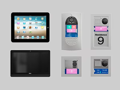 Various Digital Doorbell Devices With Screen And Button Designs For Home Use 3d model