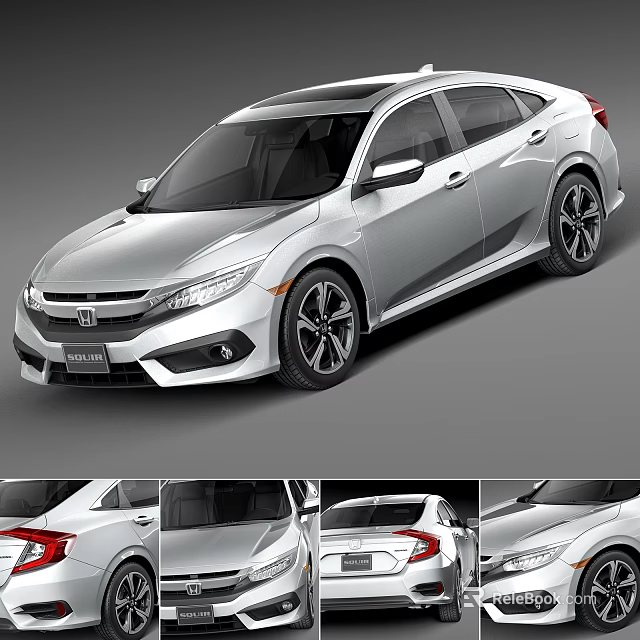 Silver Honda Civic Sedan With Modern Sleek Design And Aerodynamic Exterior 3d model 