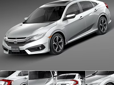 Silver Honda Civic Sedan With Modern Sleek Design And Aerodynamic Exterior 3d model