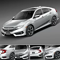 Silver Honda Civic Sedan With Modern Sleek Design And Aerodynamic Exterior