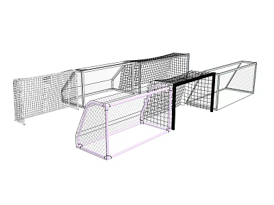 Sports Equipment Featuring Different Soccer Goals And Hockey Nets With Frames 3d model