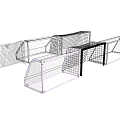 Sports Equipment Featuring Different Soccer Goals And Hockey Nets With Frames