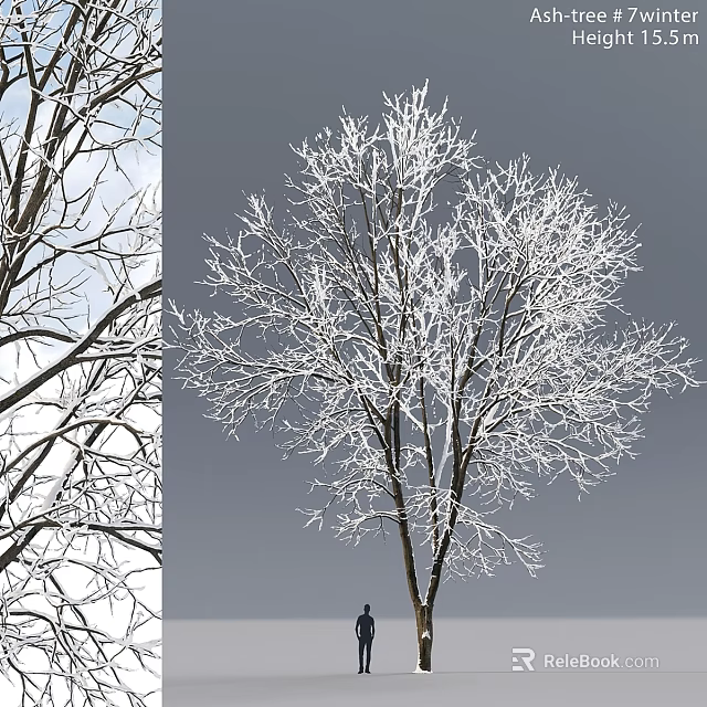 Winter Themed Decorative Ornament Set With Snow Covered Branches For Home Decoration 3d model 