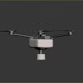 Modern Six Rotor Drone With Black Body And Blue Propellers Equipment