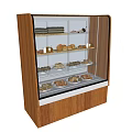 Wooden Glass Door Display Cabinet With Multi Tiered Shelves For Bakery Pastries And Desserts