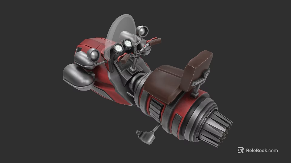 Futuristic Red And Silver Car With Transparent Windshield Brown Seat And Mechanical Engine Parts 3d model 
