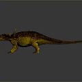 Detailed Armored Dinosaur Model with Spiked Head and Scaly Yellow Brown Body