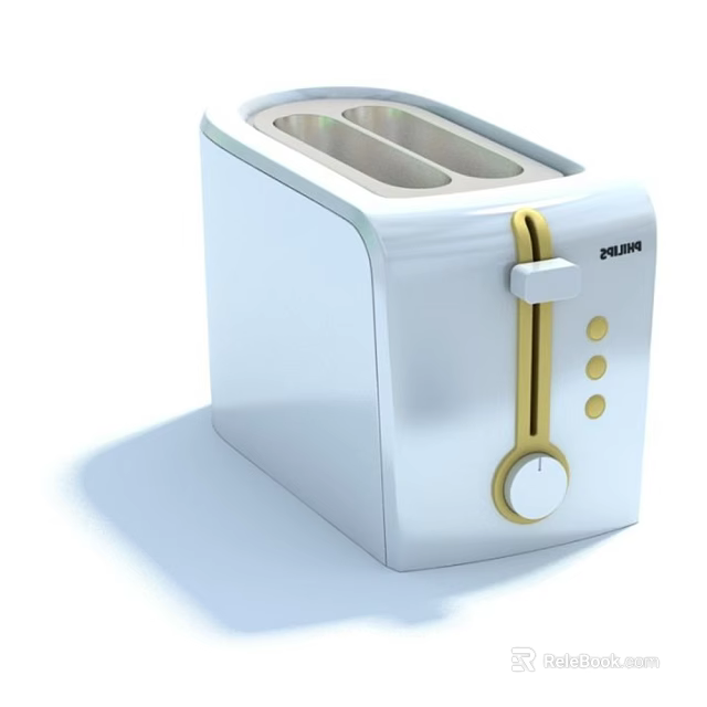 Stylish White DeLonghi Toaster with Gold Accents Modern Kitchen Appliance 3d model 