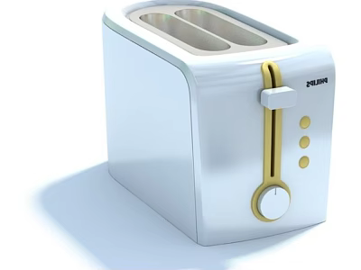 Stylish White DeLonghi Toaster with Gold Accents Modern Kitchen Appliance 3d model
