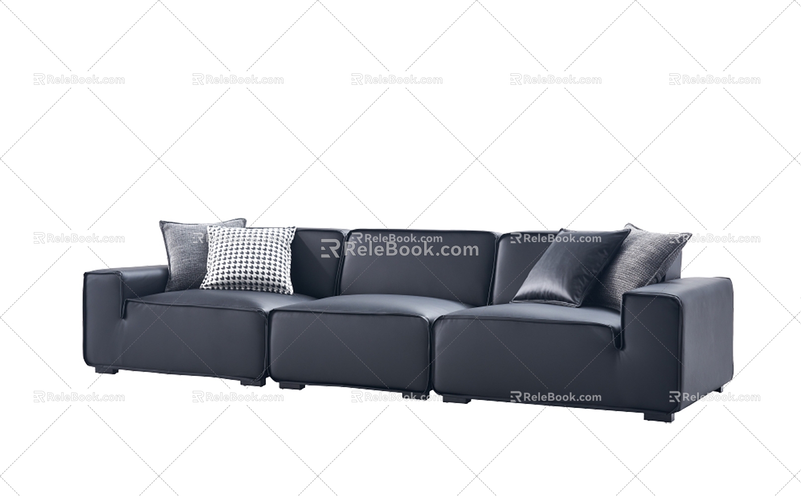 Three-seat leather sofa combination model