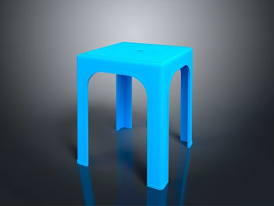 Blue Square Stool With Modern Minimalist Design And Sleek Reflective Surface 3d model