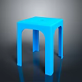 Blue Square Stool With Modern Minimalist Design And Sleek Reflective Surface 3d model