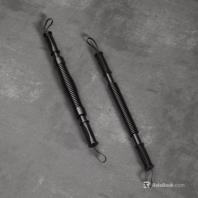 Durable Black Spring Fitness Exercisers With Ergonomic Handles On Gray Surface 3d model