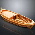 Handcrafted Wooden Boat Model With Intricate Interior Seats And Smooth Hull Design