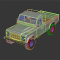 Silver Vintage Pickup Truck With Open Bed Front Grille And Rugged Design