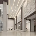 modern office hall front hall reception area elevator hall 3d model