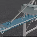 Industrial Gantry Crane With White Metal Frame And Blue Conveyor For Port Cargo Handling