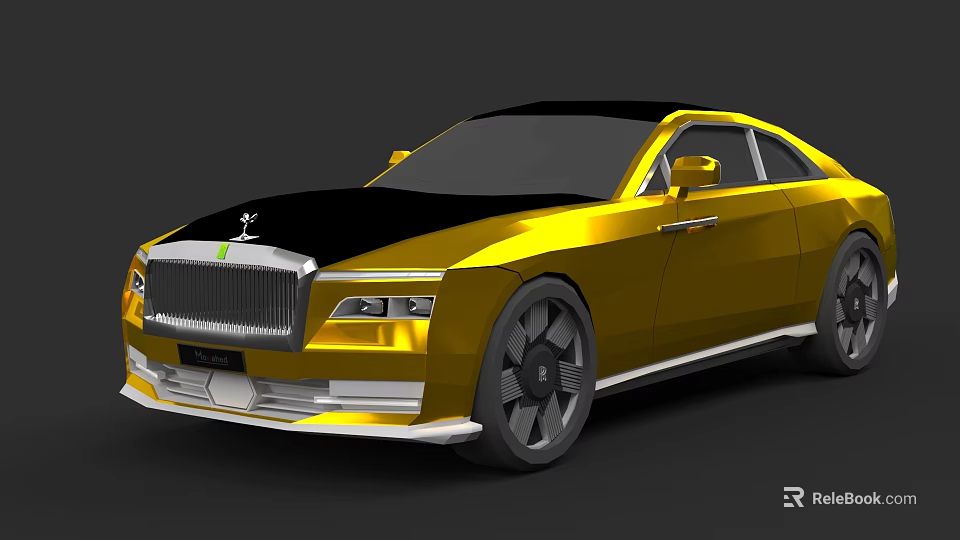 Luxury Golden Car With Black Roof And Modern Coupe Design 3d model 